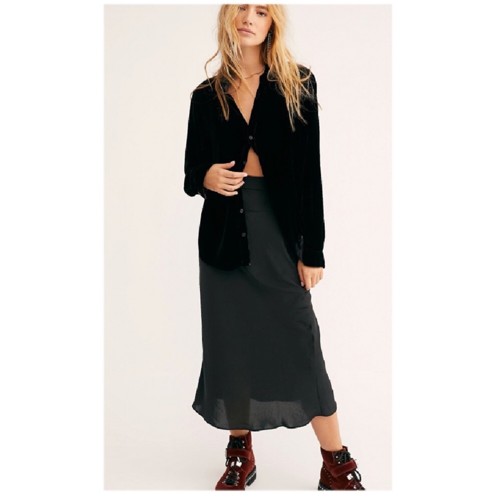 Free People Black Normani Bias Skirt